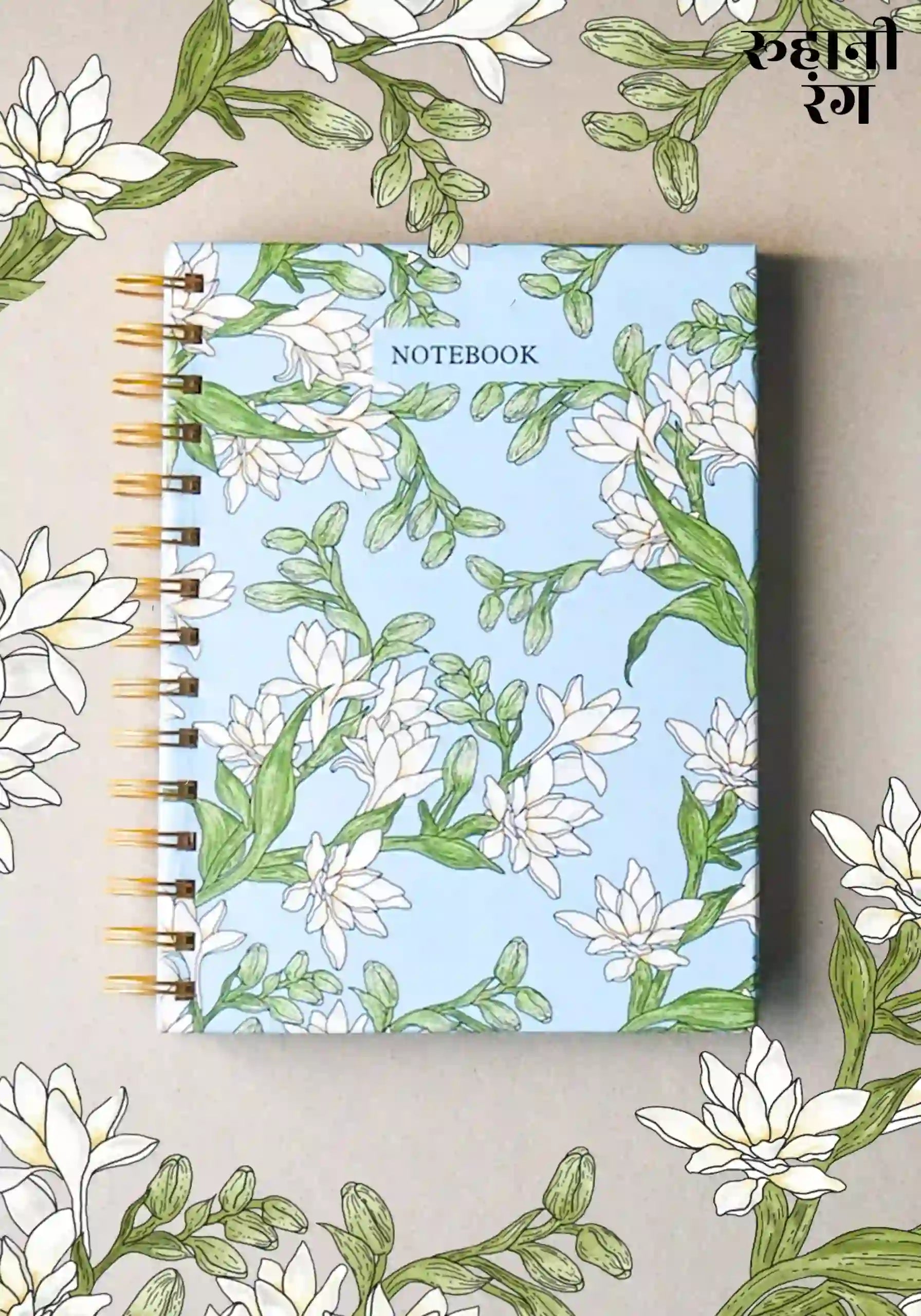 Rajnigandha Blue - Notebook & Notepad Set – Roohani Rang