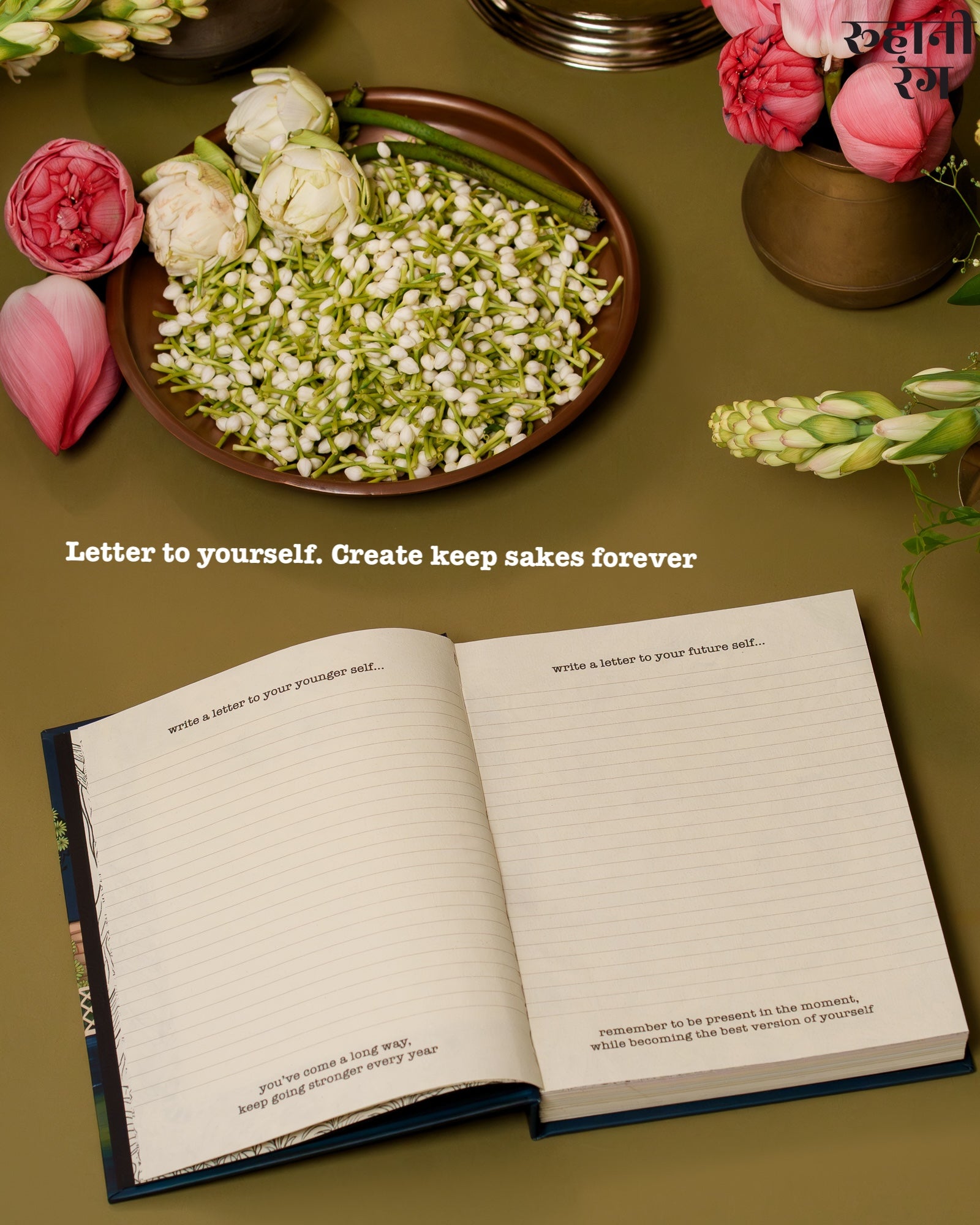 Write a letter to yourself section inside 2026 Yearly Daily Planner handmade in India with mindfulness journaling prompts.