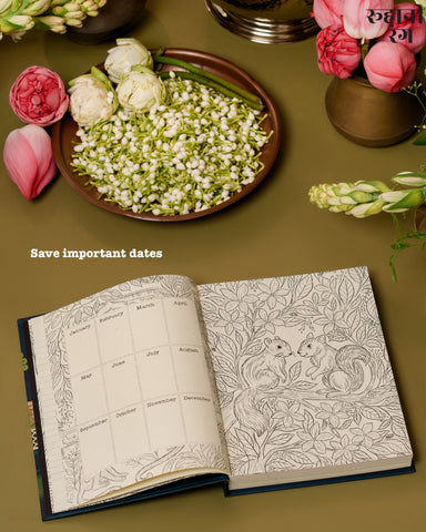 Important dates tracker page in Roohanirang’s handmade 2026 planner with hand-drawn illustration and coloring art.