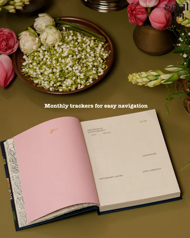 Monthly tracker and to-do layout in handmade 2026 Yearly Daily Planner by Roohanirang for goal tracking and organization.