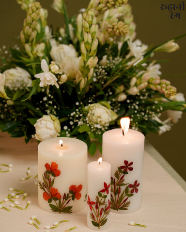 Flower Petals Candles ~ Set of 6