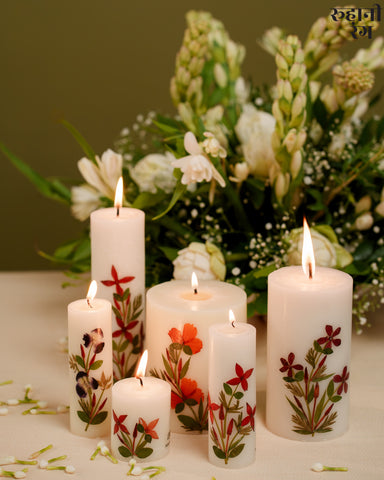 Flower Petals Candles ~ Set of 6