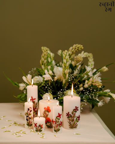 Flower Petals Candles ~ Set of 6