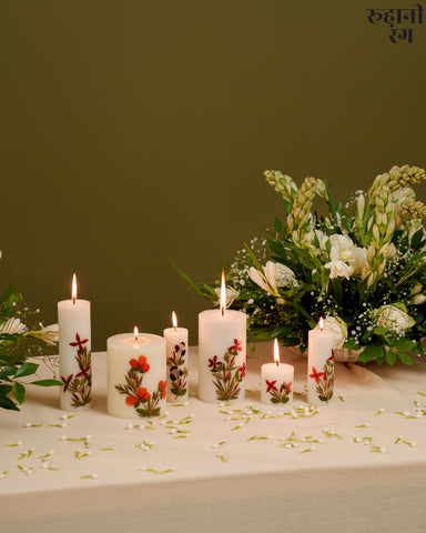 Flower Petals Candles ~ Set of 6