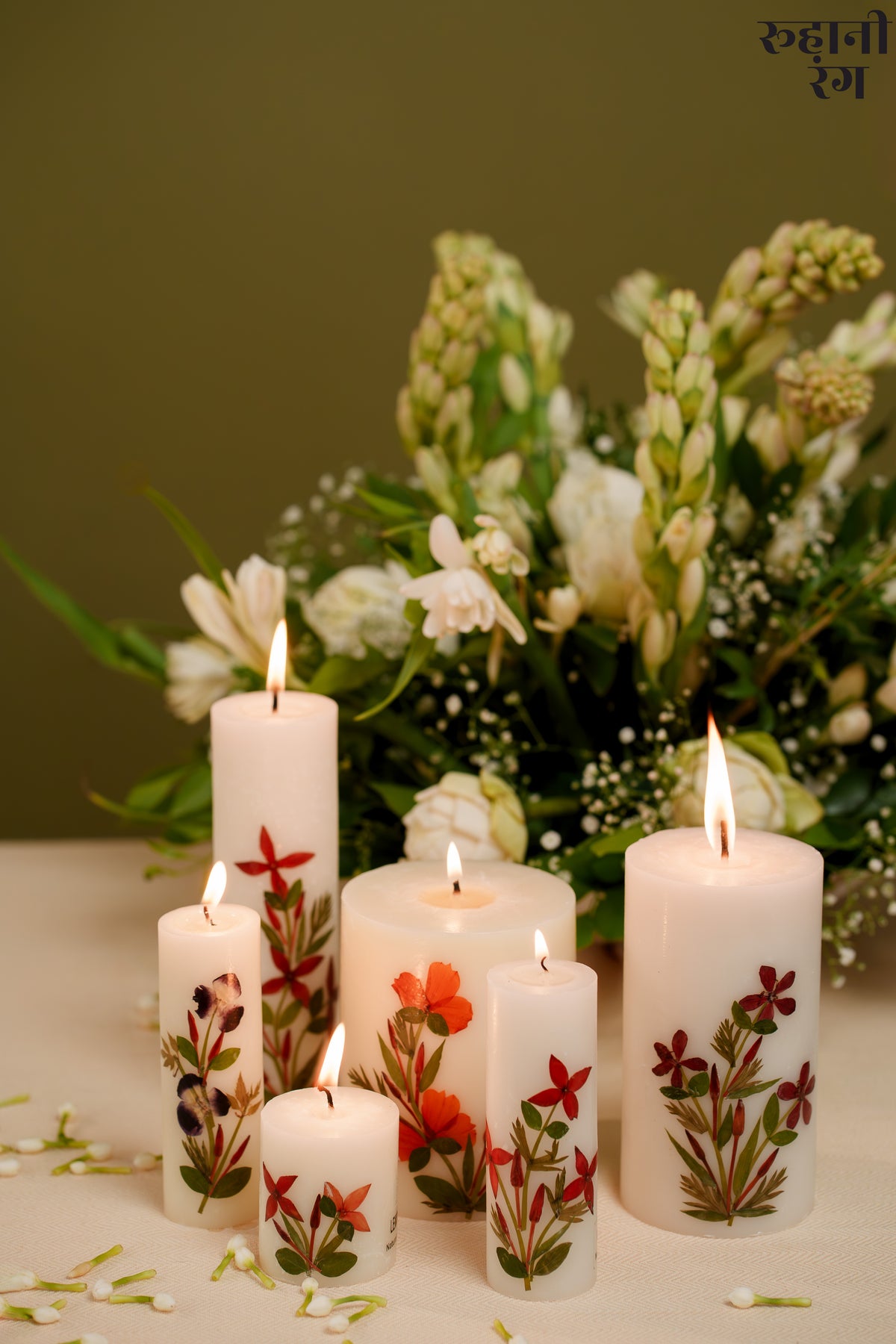 Flower Petals Candles ~ Set of 6